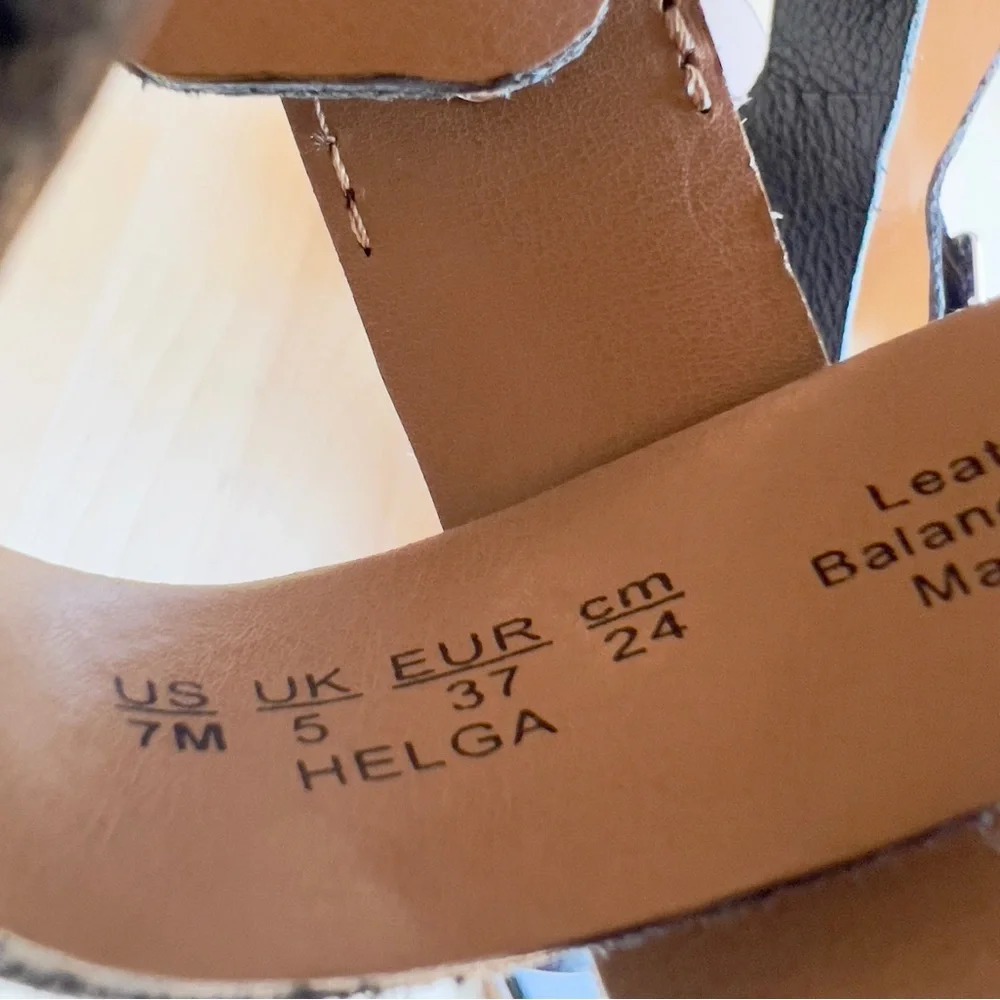 Franco Sarto HELGA Black Leather Silver Hardware Buckle Heel Sandals size 7 - Picture 9 of 11